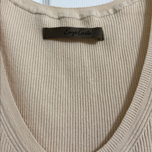 Enza Costa Linen Cotton Cream Tank Top - Picture 3 of 5